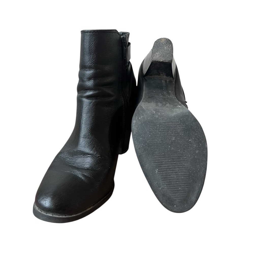 Apt. 9 Black Ankle Boots Size 8.5 – Heeled Booties w/ Buckle Detail Faux Leather - Picture 5 of 16